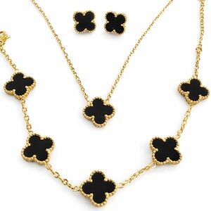 Black Clover Jewelry Set 18k gold plated